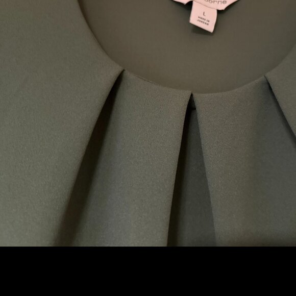 Liz Claiborne Texture Tee Womens Round Neck Short Sleeve Blouse - Olive - Large - Picture 4 of 4